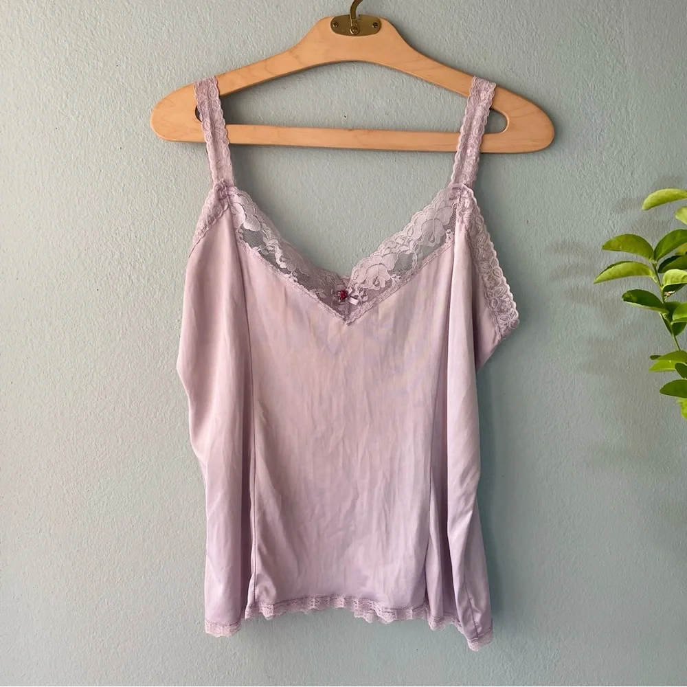 ♦️5/$15♦️Beau Trix | Vintage 80s Light Purple Nylon Slip Tank Top - Picture 2 of 9